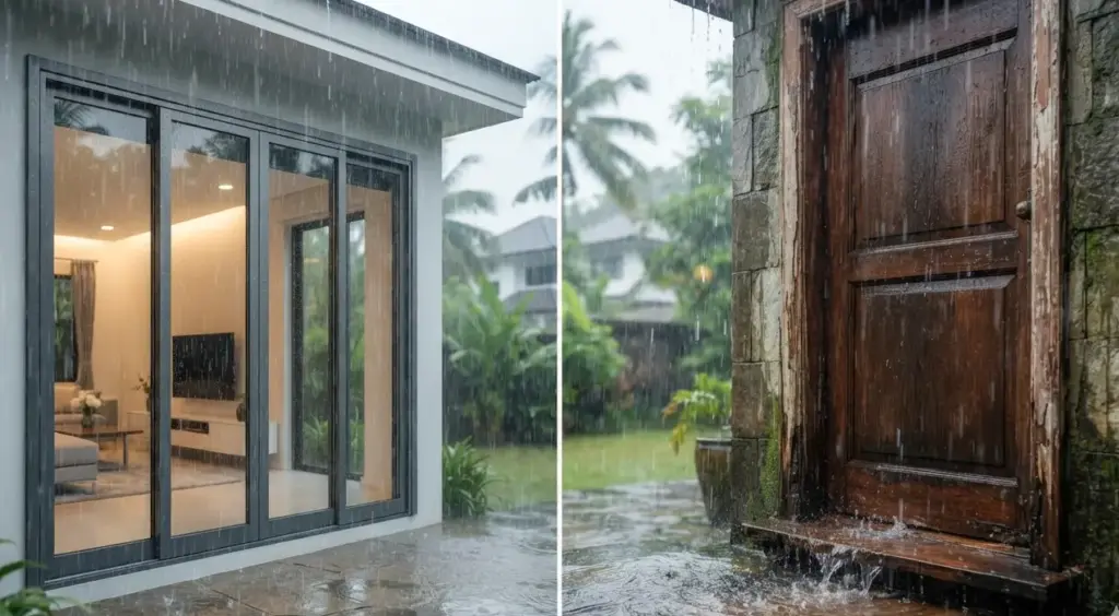 pintu aluminium untuk area eksterior