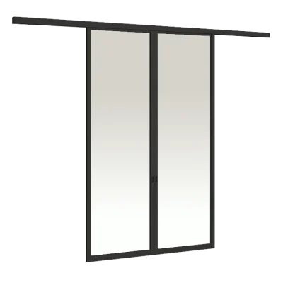 Hanging Door On Wall 2 Panels on 1 Track